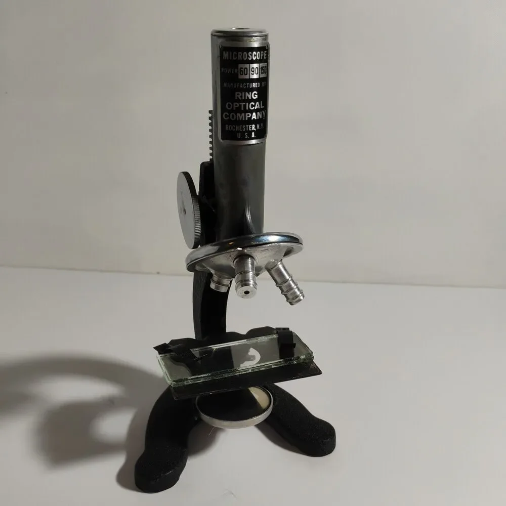 Vintage Ring Optical Company Power 60-90-150 Microscope Rochester, N.Y. U.S.A.